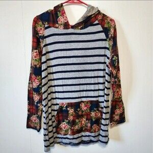 E. Luna Lightweight Hoodie Raglan Sleeve Top Women’s Large Rayon Blend